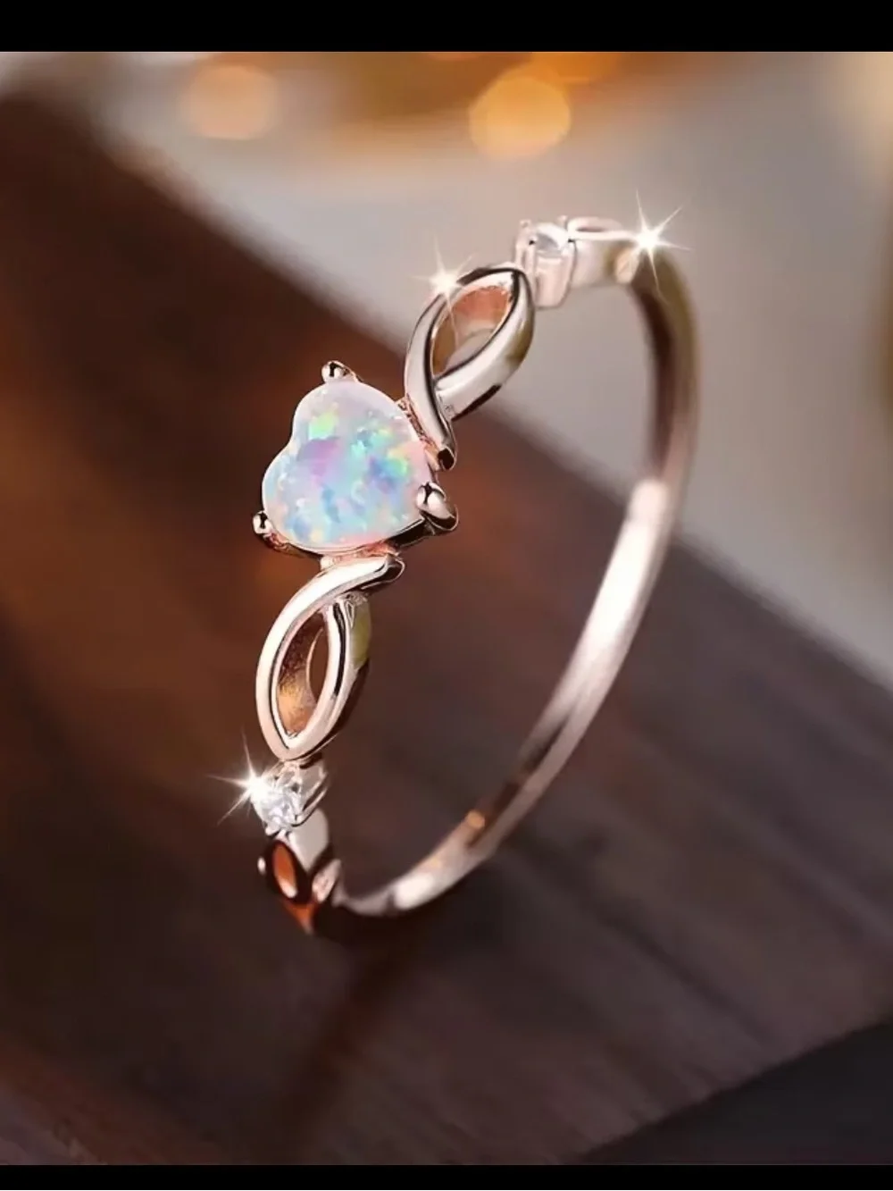 Rose Gold Heart Opal Ring